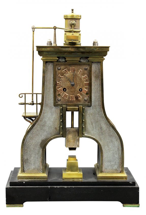 Guilmet “Steam Hammer” table clock, circa 1890