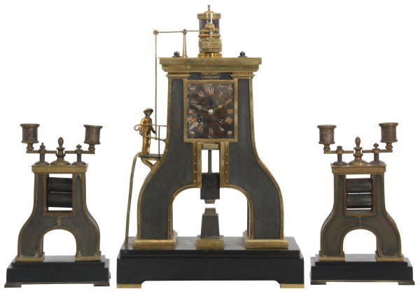 3 Pcs. French Industrial Steam Hammer Clock