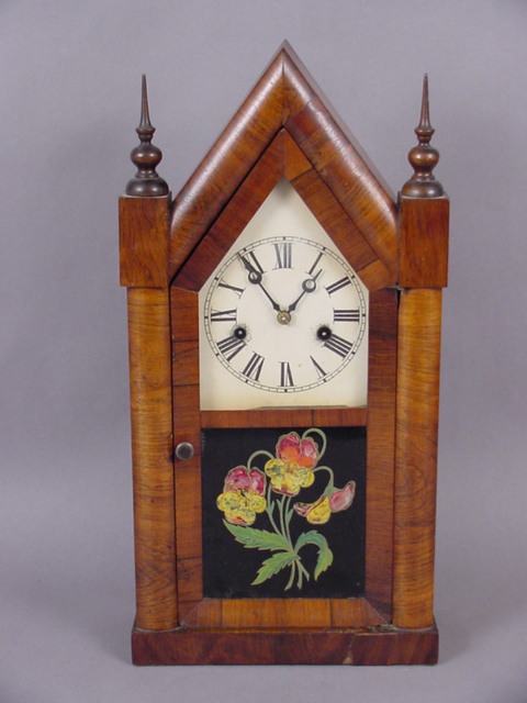NEW HAVEN 8-DAY STEEPLE CLOCK OGEE MAHOGANY CASE