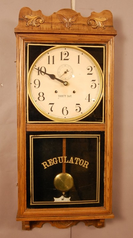 Waterbury 30 day “Stork” clock.  Regulator wall cl