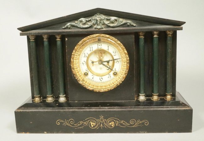 ANSONIA CLOCK Architectural Temple Mantle Clock.