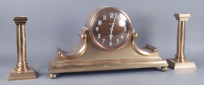 Tambour No. 5 Brass Mantel Clock by Chelsea