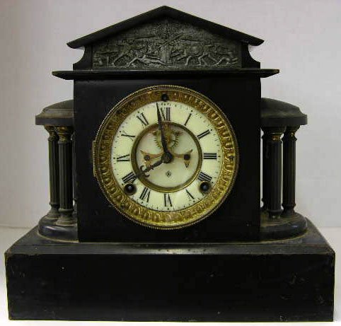 Ansonia Cast Iron Temple Form Mantel Clock, c. 188