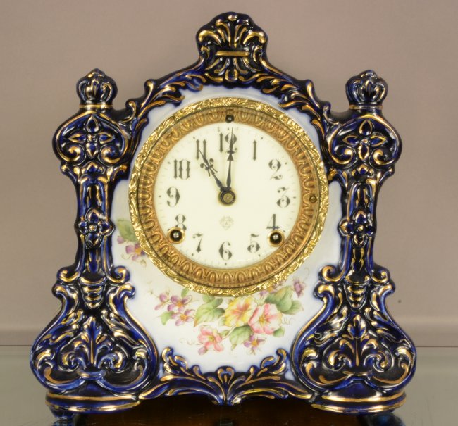 Ansonia “Warlock” Model Porcelain Mantel Clock