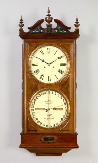 Ithaca Calendar Clock Co. Double Dial Wall Clock