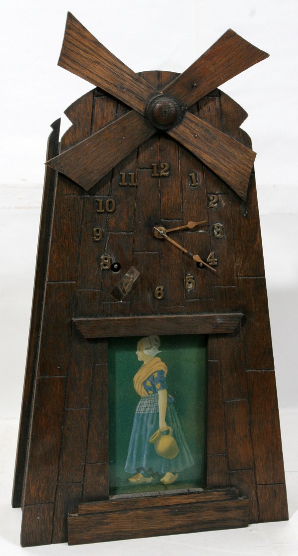 Gilbert Clock Co Mission Oak Windmill Shelf Clock Clockpricescom