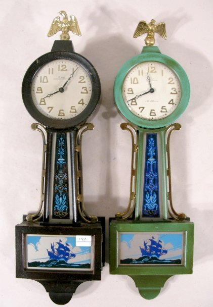 2 New Haven Willis Miniature Banjo Clocks