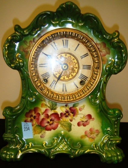 Ansonia Wichita, Green Porcelean Shelf Clock
